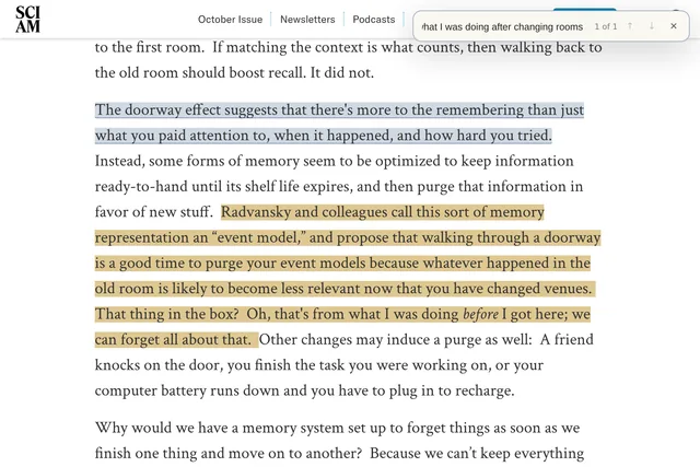 Thoth finding matching passages by meaning inside an open article.